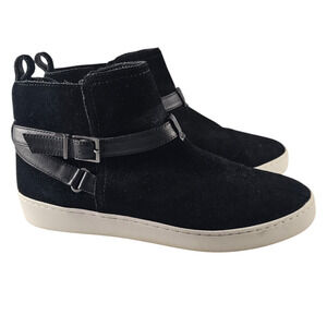 Vionic Ankle Boot Sneakers Women's Size 9.5 Black Mitzi Suede Comfort Strappy